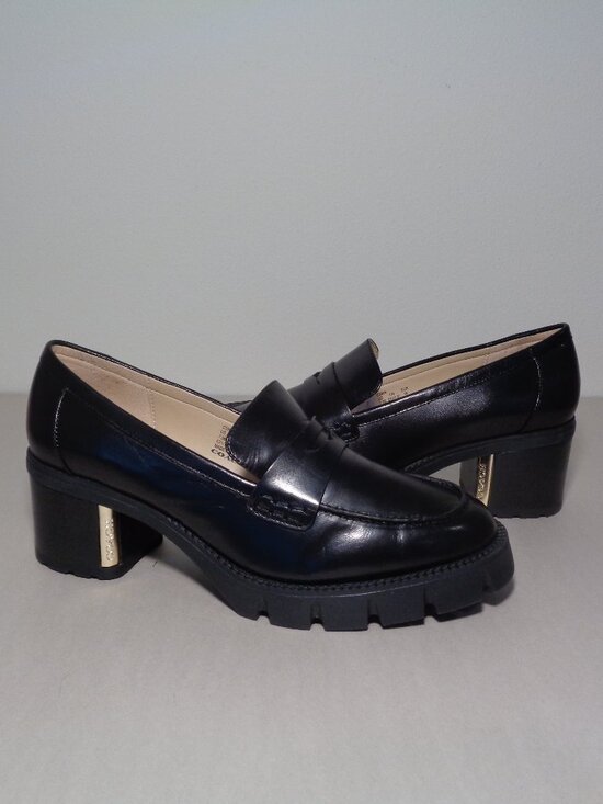 Coach Shoes - Coach Size 7.5 M / CORA LEATHER / Black / Heeled Penny Loafers Women's Shoes